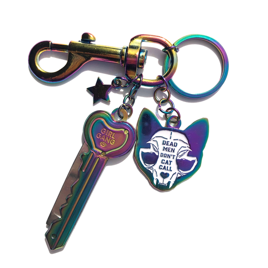 Iridescent Dead Men Don't Catcall Keychain